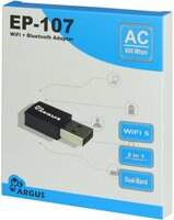 Argus EP-107 | Wi-Fi 5 USB Adapter | 600 Mbps | Dual-band (2,4 GHz / 5 GHz) | Bluetooth 4.2 | USB 2.0