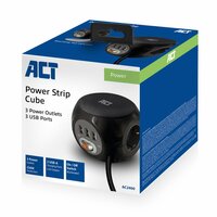 ACT AC2400 | Stekkerdoos | 3 Stopcontacten | Zwart