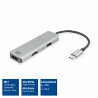 ACT AC7013 | Docking Station &amp; Poortreplicator | USB-C 3.2 Gen 1 | Zwart/Grijs