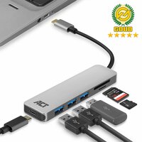 ACT AC7050 | 3-Poorts USB-C Hub | Kaartlezer | Zilver