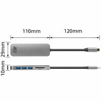 ACT AC7050 | 3-Poorts USB-C Hub | Kaartlezer | Zilver