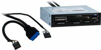 Inter-Tech CI-01 | Interne geheugenkaartlezer | USB 3.2 Gen 1 (5 Gbps) | 3.5&quot; bay | Ondersteunt CF, SD, microSD, MS, xD | Zwart