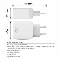 ACT AC2135 | USB-C Lader 35W | Power Delivery PPS &amp; GaNFast