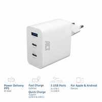 ACT AC2170 USB-C/USB-A Lader | 3-Poorts met PPS, QuickCharge &amp; GaNFast | 65W