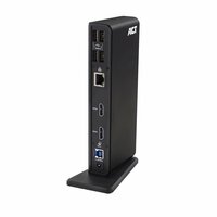 ACT AC7049 | USB-C/A Multiport Docking Station | 2x HDMI (2048x1152) + Ethernet + 6x USB + Audio | Zwart