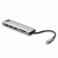 ACT AC7050 | 3-Poorts USB-C Hub | Kaartlezer | Zilver