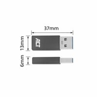 AC7375 ACT kabel-tussenstuk | USB-C naar USB-A | Grijs