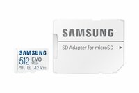 Samsung EVO Plus | MicroSDXC | 512GB | Class 10 | UHS-I U3 | V30 | A2 | Tot 160MB/s | Inclusief adapter