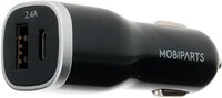 Mobiparts Car Charger | Dual USB-A &amp; USB-C Autolader 12W | Zwart