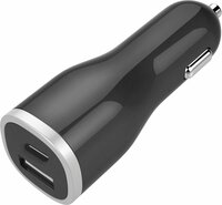 Mobiparts Car Charger | Dual USB-A &amp; USB-C Autolader 12W | Zwart