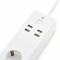Nedis | Wi-Fi Slimme Stekkerdoos | 4 Stopcontacten | 2 USB-poorten | Wit