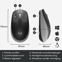 Logitech M190 | Draadloze Muis | Links- en Rechtshandig | RF | 1000 DPI | Grijs