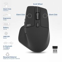 ACT AC5147 | Draadloze Multi-Connect Muis | Bluetooth en USB-A Ontvanger | Oplaadbaar | 4800 DPI | Stille Klik | Zwart