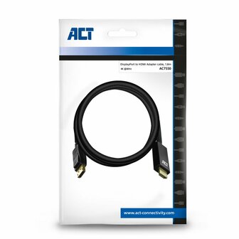 ACT AC7550 video kabel adapter 1,8 m DisplayPort HDMI Type A (Standaard) Zwart