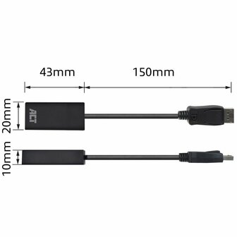 ACT AC7555 DisplayPort naar HDMI Adapter | Female | 4K | Zip Bag