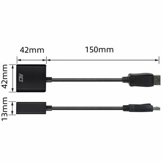 ACT AC7515 DisplayPort naar VGA Adapter | Female | Zip Bag