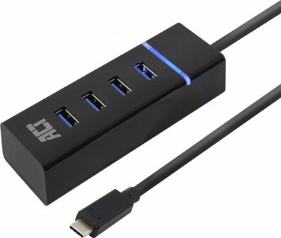 ACT AC6415 interface hub USB 3.2 Gen 1 (3.1 Gen 1) Type-C 5000 Mbit/s Zwart