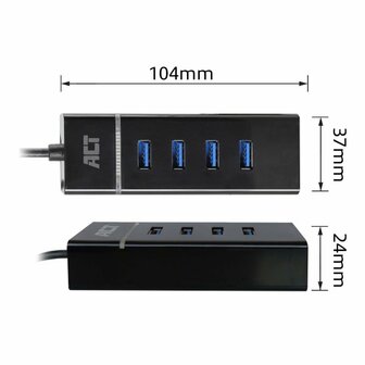 ACT AC6415 interface hub USB 3.2 Gen 1 (3.1 Gen 1) Type-C 5000 Mbit/s Zwart