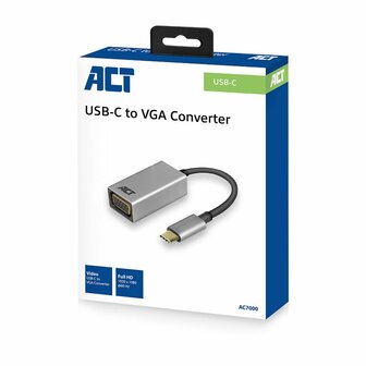 ACT AC7000 | USB-C naar VGA Adapter | 0,15 m | Aluminium Behuizing