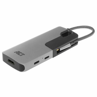 ACT AC7021 USB-C naar HDMI female adapter met PD Pass-Through, 4K, USB-A , USB-C port, kaartlezer