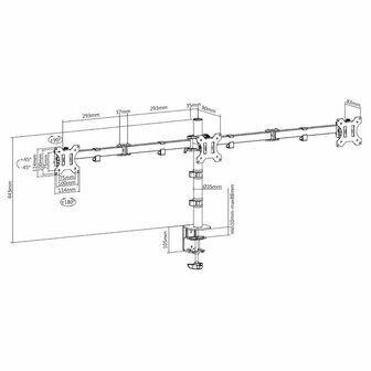 ACT AC8303 flat panel bureau steun 68,6 cm (27&quot;) Klem/doorvoer Zwart