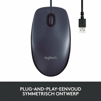 Logitech B100 | Bedrade Muis | Links- en Rechtshandig | USB-A | 800 DPI | Zwart