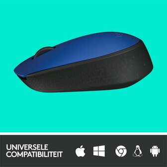 Logitech M171 | Draadloze Muis | Links- en Rechtshandig | RF | 1000 DPI | Zwart/Blauw