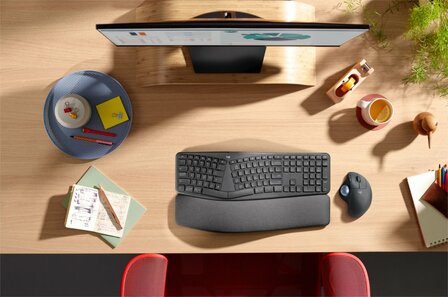 Logitech M575 Ergo Trackball for Business | Ergonomische Draadloze Muis | Rechtshandig | RF + Bluetooth | 2000 DPI | Grafiet