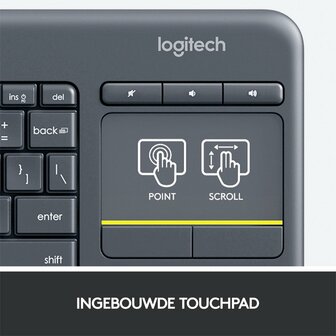 Logitech K400 Plus toetsenbord RF Draadloos QWERTY Nederlands Zwart