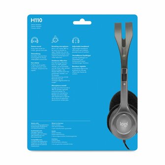 Logitech H110 | On-Ear Bedraade 3,5mm Koptelefoon met Microfoon | Zwart/Zilver