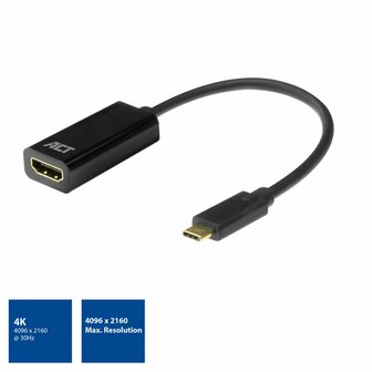 ACT AC7305 video kabel adapter 0,15 m USB Type-C HDMI Type A (Standaard) Zwart