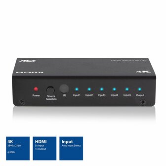 ACT AC7840 5 x 1 HDMI switch, 3D en 4K ondersteuning