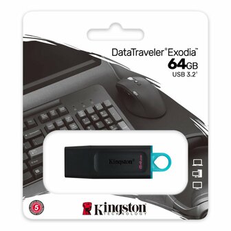 Kingston Technology DataTraveler Exodia USB flash drive 64 GB USB Type-A 3.2 Gen 1 (3.1 Gen 1) Zwart