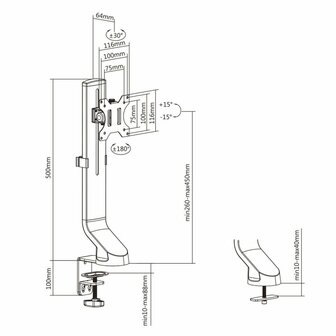 ACT AC8321 flat panel bureau steun 81,3 cm (32&quot;) Klem/doorvoer Zwart