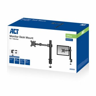 ACT AC8325 | Verstelbare Monitor-bureaubeugel | Tot 32&quot; | Max 12kg | VESA 100x100 | 1 Monitor