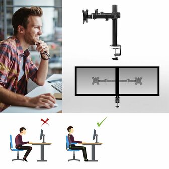 ACT AC8326 | Verstelbare Monitor-bureaubeugel | Tot 32&quot; | Max 12kg | VESA 100x100 | 2 Monitoren
