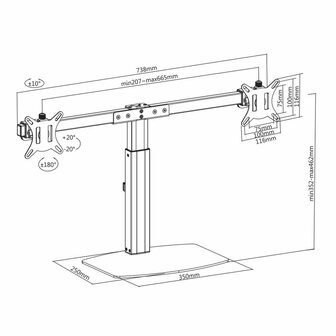 ACT AC8332 | In Hoogte Verstelbare Monitor-bureausteun | Tot 27&quot; | Max 6kg | VESA 100x100 | 2 Monitoren