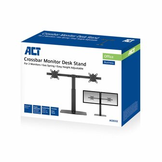 ACT AC8332 | In Hoogte Verstelbare Monitor-bureausteun | Tot 27&quot; | Max 6kg | VESA 100x100 | 2 Monitoren