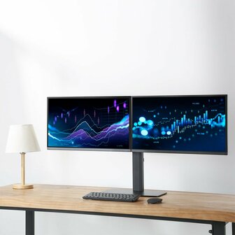 ACT AC8332 | In Hoogte Verstelbare Monitor-bureausteun | Tot 27&quot; | Max 6kg | VESA 100x100 | 2 Monitoren