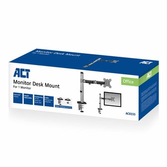 ACT AC8335 | Verstelbare Monitor-bureaubeugel | Tot 32&quot; | Max 9kg | VESA 100x100 | 1 Monitor