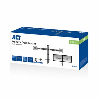 ACT AC8336 | Verstelbare Monitor-bureaubeugel | Tot 32&quot; | Max 9kg | VESA 100x100 | 2 Monitoren