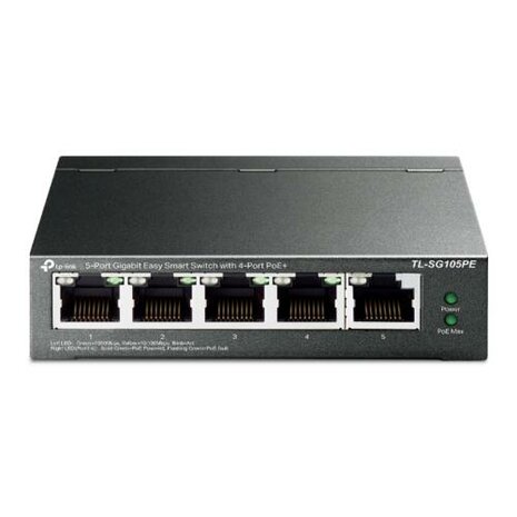 TP-Link TL-SG105PE | 5-Poorts Gigabit Easy Smart Switch | 4x PoE+ | Managed