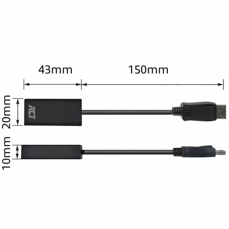 ACT AC7555 DisplayPort naar HDMI Adapter | Female | 4K | Zip Bag