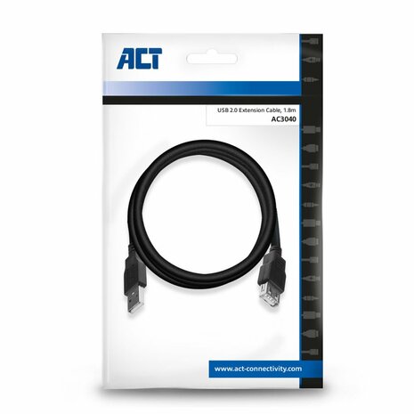 ACT AC3040 USB-kabel 1,8 m USB 2.0 USB A Zwart