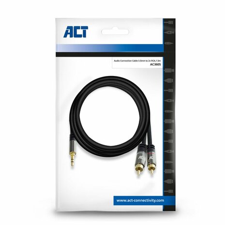 ACT AC3605 audio kabel 1,5 m 2 x RCA 3.5mm Zwart