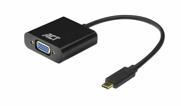 ACT AC7300 video kabel adapter 0,15 m USB Type-C VGA (D-Sub) Zwart