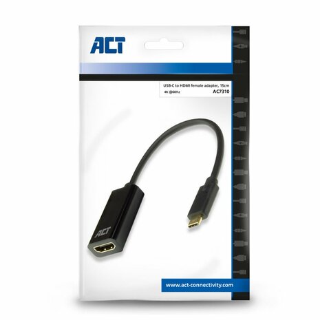 ACT AC7310 video kabel adapter 0,15 m USB Type-C HDMI Type A (Standaard) Zwart