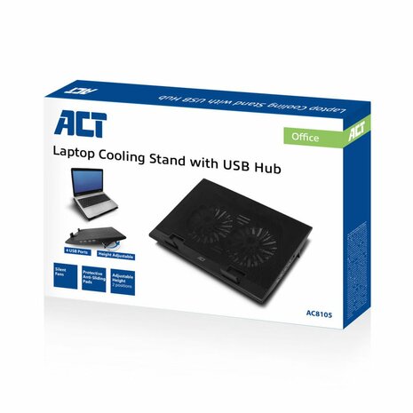 ACT AC8105 notebook cooling pad 43,9 cm (17.3") 2500 RPM Zwart