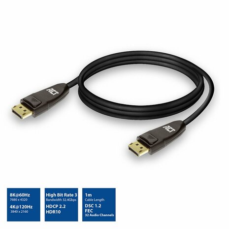 ACT AC4071 DisplayPort kabel 1 m Zwart