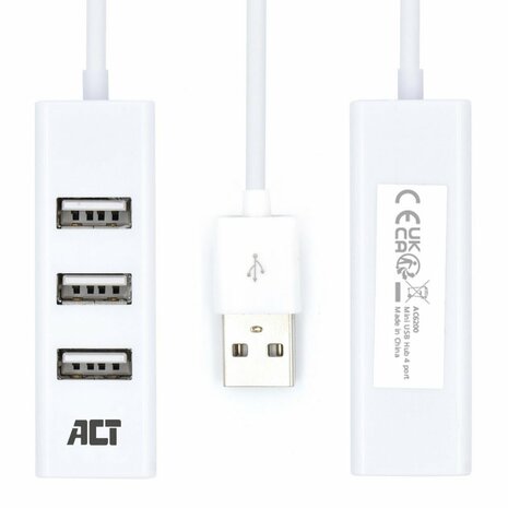 ACT AC6200 interface hub USB 2.0 480 Mbit/s Wit